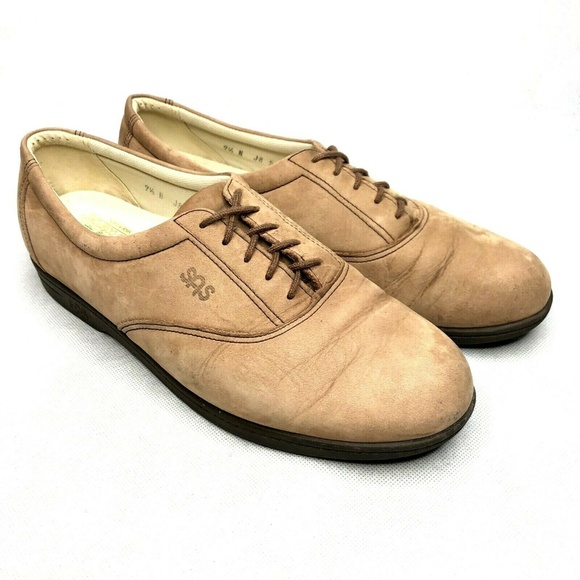 SAS Tripad Comfort Lace Up Tan Soft Step Heel - Picture 2 of 8